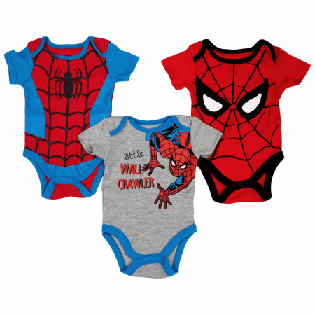 Spider-Man Costume Styled Infant Bodysuit 3-Pack